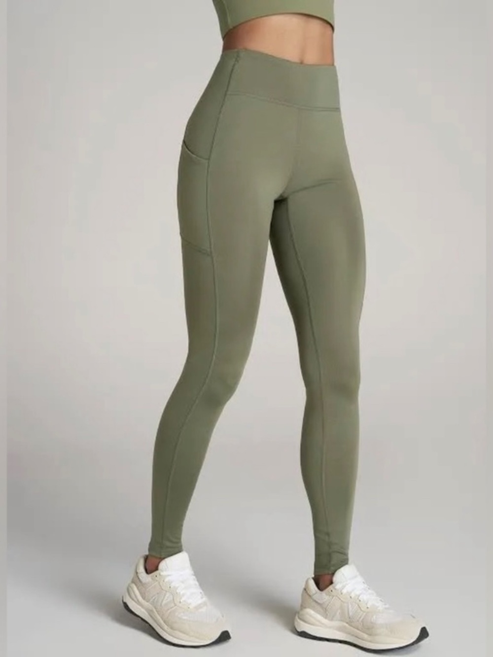 American Tall Olive Green High Waist Yoga Leggings Women’s Athletic Workout Gym